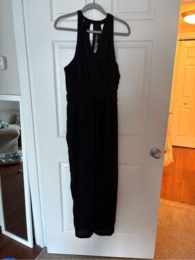 Lulu's Black Sleeveless V-Neck Wrap Jumpsuit